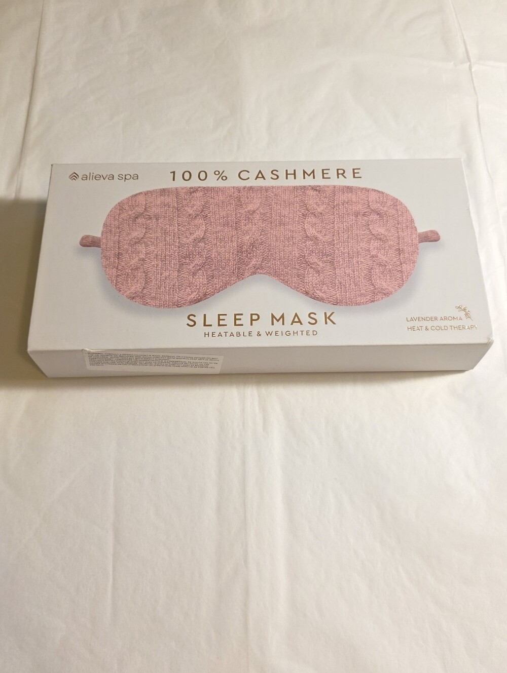 100% Cashmere Pink Heatable & Weighted Sleep Mask NIB